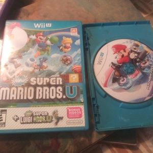 Wiiu super mario bros.u and mario cart 8...